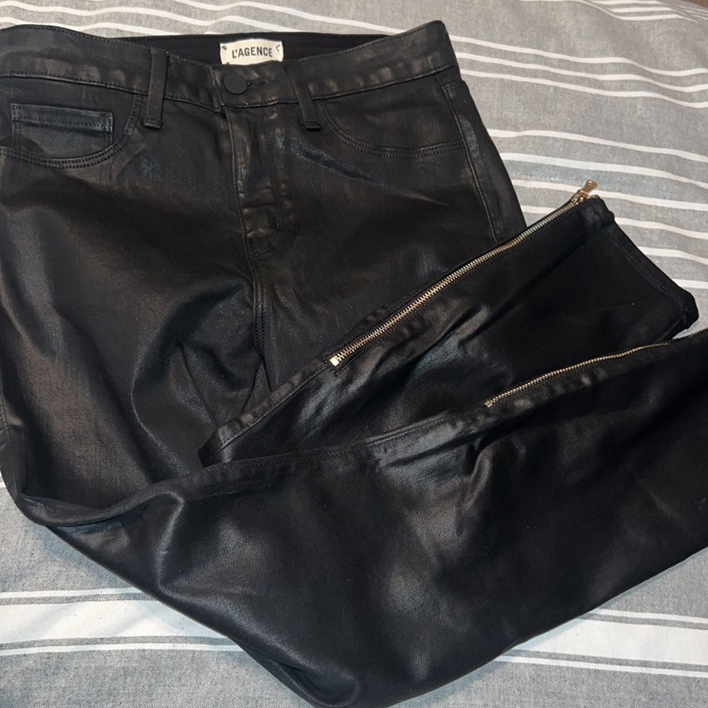 NWT - L’AGENCE black coated high waist ankle zip skinny jeans - Picture 4 of 6
